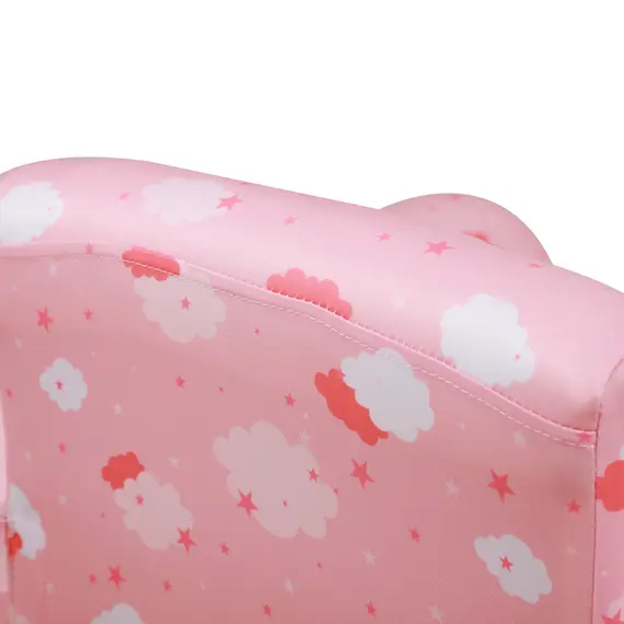Buy Toddler Chair Children's Armchairs Wood Frame w/ Footrest Anti-Slip Legs High Back Arms for Bedroom Playroom Cute Cloud Star Pink, 9 image