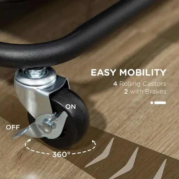 Buy Three-Tier Home Trolley, with Handle and Wheels - Black, 5 image