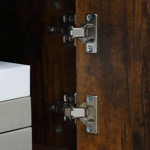 Buy TV Stand Cabinet up to 55 Inches, TV Unit with Single Door and Open Shelves, Cable Holes for Living Room, Bedroom, Brown, 9 image