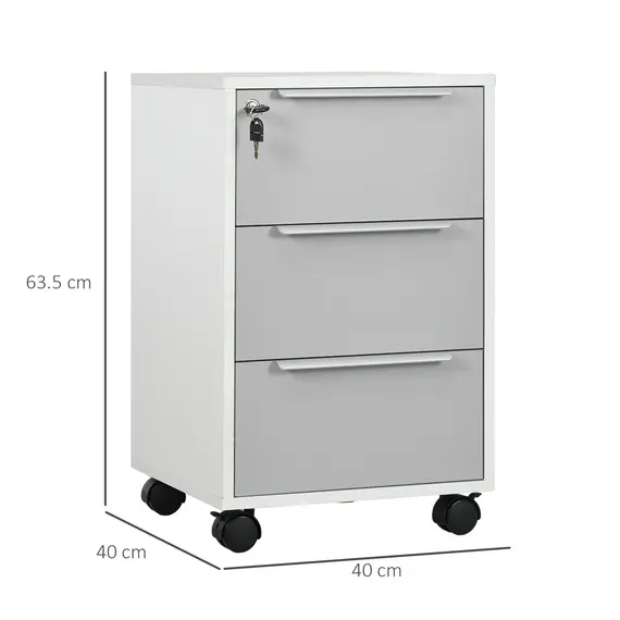 Buy Three-Drawer Locking Filing Cabinet - Grey/White, 3 image