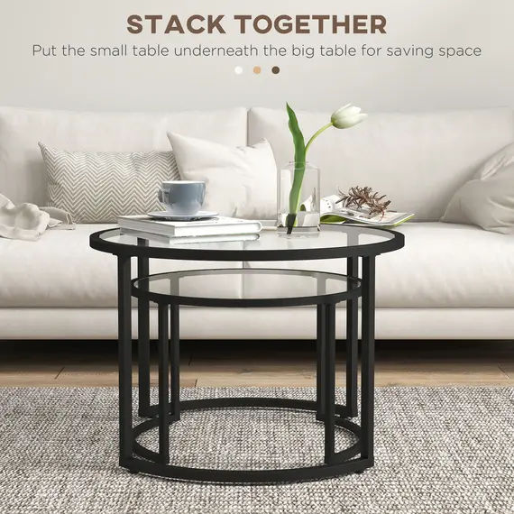 Buy Two-Piece Nest of Glass-Top Coffee Tables, 4 image