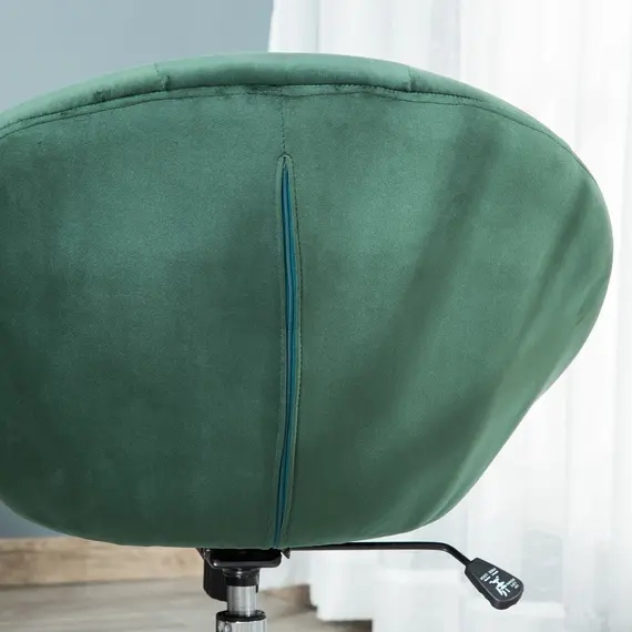 Buy Swivel Dressing Stool, Velvet-feel Upholstered Vanity Chair, Adjustable Height Tub Makeup Chair with Button Tufting and Thick Padding, Breakfast Dining Chair, Green, 9 image