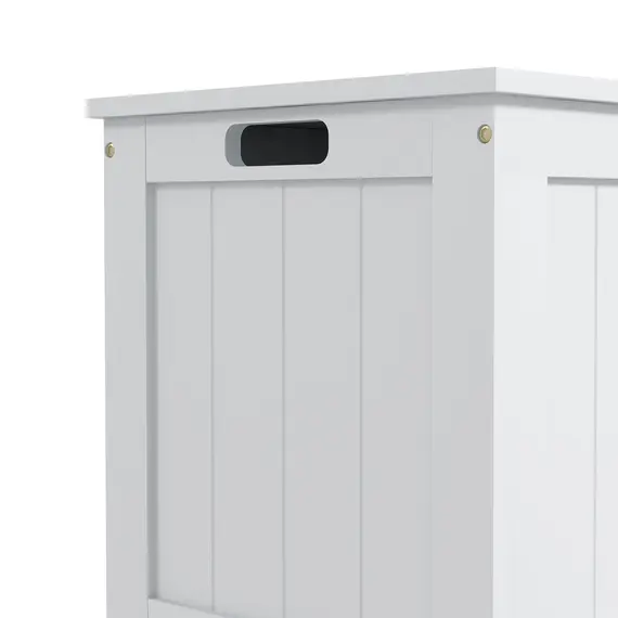 Buy Storage Chest, Modern Storage Trunk with 2 Safety Hinges and Cut-out Handles, Wooden Toy Box for Living Room, Entryway, 76 x 40 x 48 cm, White, 8 image