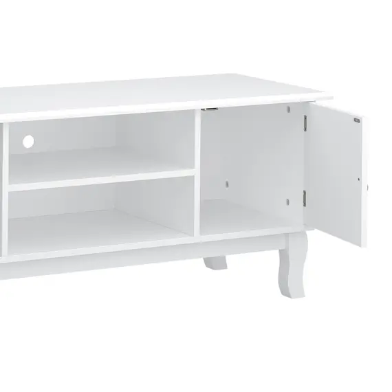 Buy TV Stand for TV up to 55", 2 Doors TV Cabinet with Open Storage Shelves and Cable Management, TV Table Unit for Living Room Bedroom Entertainment Room, 120L x 45W x 50.5H, White, 9 image