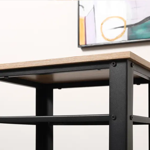 Buy Tall Side Table with 3 Layer 2 Shelves Storage Display Industrial-Style Metal Frame Bedside End Table Nightstand for Living Room Bedroom Lounge, 9 image