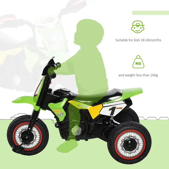 Buy Toddler Pedal Motorcycle Kids Ride On Tricycle Early Learning w/ Music Lights Handlebar Stickers Exercise Boys Girls Gift for Kids 18 - 36 Months Green, 6 image