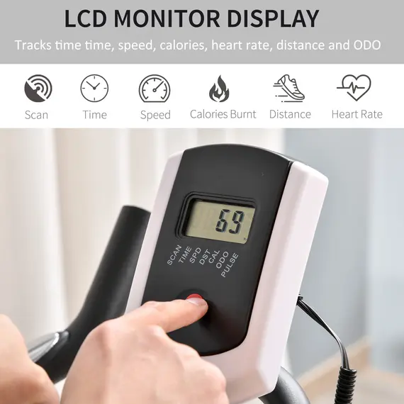 Buy Upright Exercise Bike Indoor Training Cycling Machine Stationary Workout Bicycle with 10KG Flywheel and Adjustable Resistance Seat Handlebar LCD Display for Home Gym, 4 image