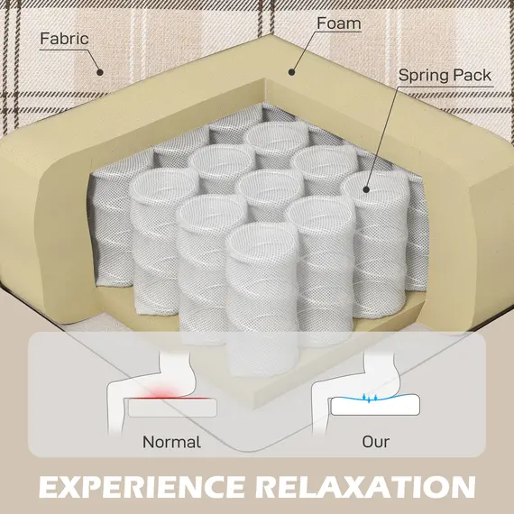 Buy Wingback Recliner Armchair for Living Room, Pushback Reclining Chair with Round Armrests, Footrest and Rubber Wood Legs, Khaki, 7 image