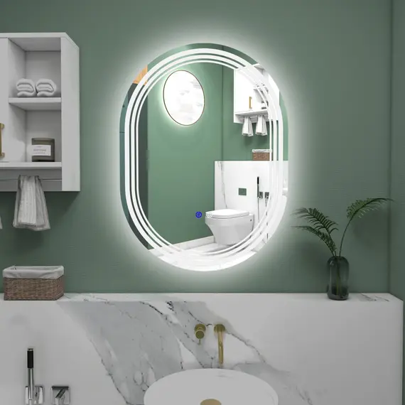 Buy 700 x 500mm Bathroom Mirror with LED Lights Makeup Mirror with Anti-fog Touch, Switch, Vertical or Horizontal, 2 image