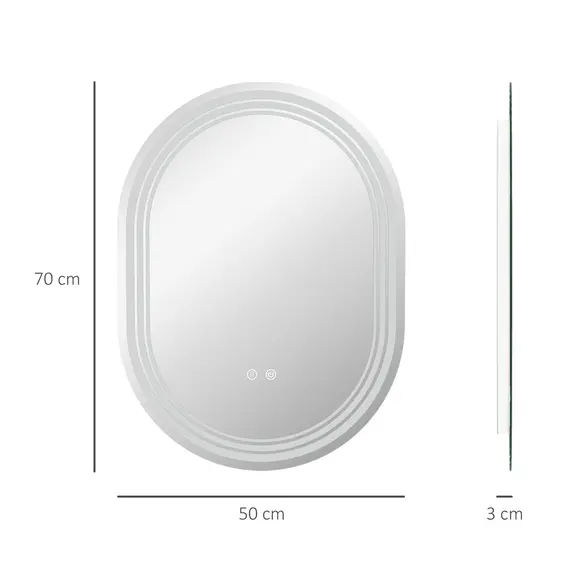 Buy 700 x 500mm Bathroom Mirror with LED Lights Makeup Mirror with Anti-fog Touch, Switch, Vertical or Horizontal, 3 image
