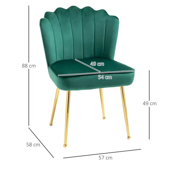 Buy Velvet-Feel Shell Accent Chair - Green, 3 image