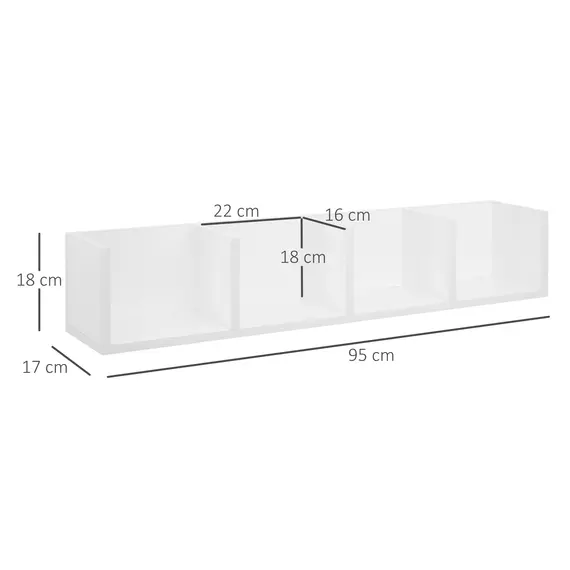 Buy Wall Mount 84 CD / 56 DVD/Blu-ray/ Media Storage Rack 4 Cubes Wooden Shelf Organizer Unit Bookcase Display (White), 3 image