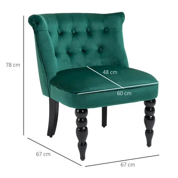 Buy Velvet-Feel Wingback Accent Chair, with Wooden Legs - Green, 3 image