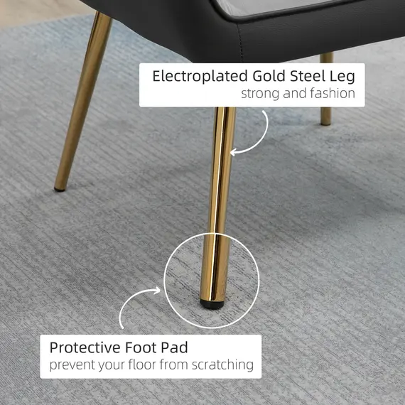 Buy Velvet Armchairs, Upholstered Accent Chairs with Golden Steel Legs, Modern Vanity Chairs for Living Room and Bedroom, Light Grey, 6 image