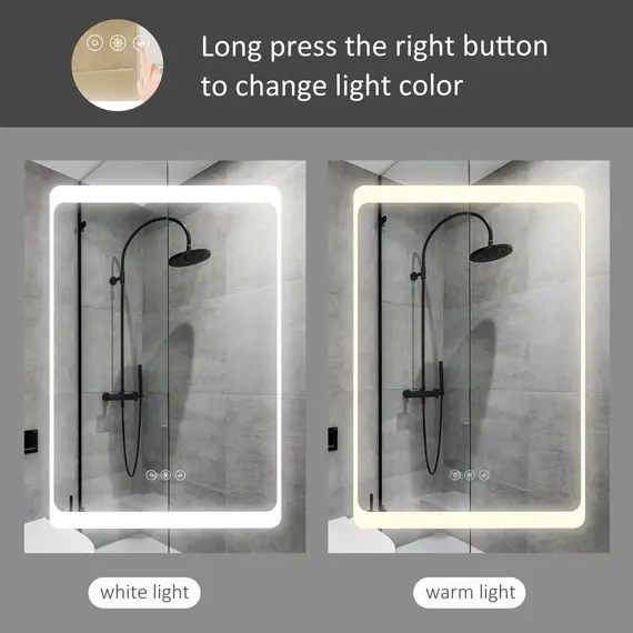 Buy LED Illuminated Bathroom Mirror Cabinet with LED Lights, Wall-mounted Storage Organizer with Shelves, Touch Switch For Makeup Cosmetic, 6 image