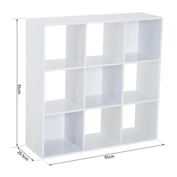 Buy Wooden 9 Cube Storage Cabinet Unit 3 Tier Bookcase Shelves Organiser Rack Display  - White, 3 image