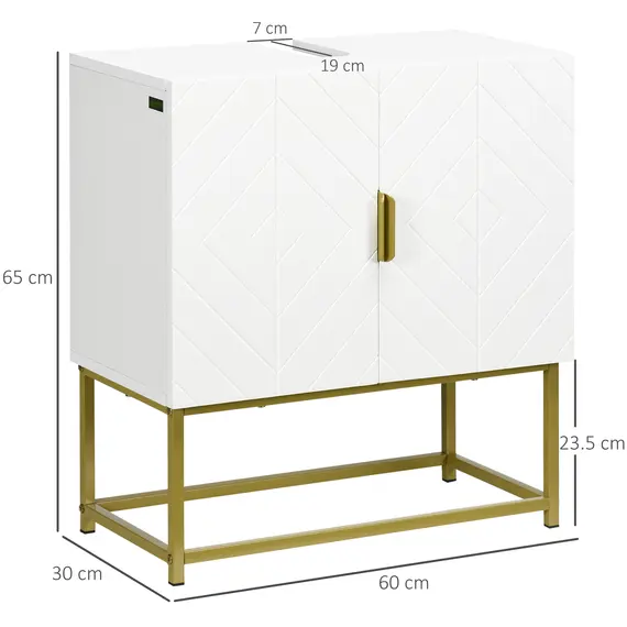 Buy Bathroom Mirror Cabinet Under Sink Storage Cabinet Basin Cupboard with 2 Doors and Gold Steel Legs, 3 image
