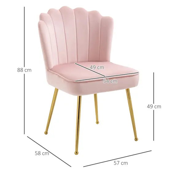 Buy Velvet-Feel Shell Accent Chair - Pink, 3 image