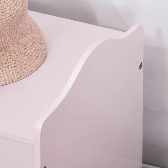 Buy Wooden Kids Toy Box Children Storage Organizer Chest Safety Hinge Playroom Furniture Pink, 9 image