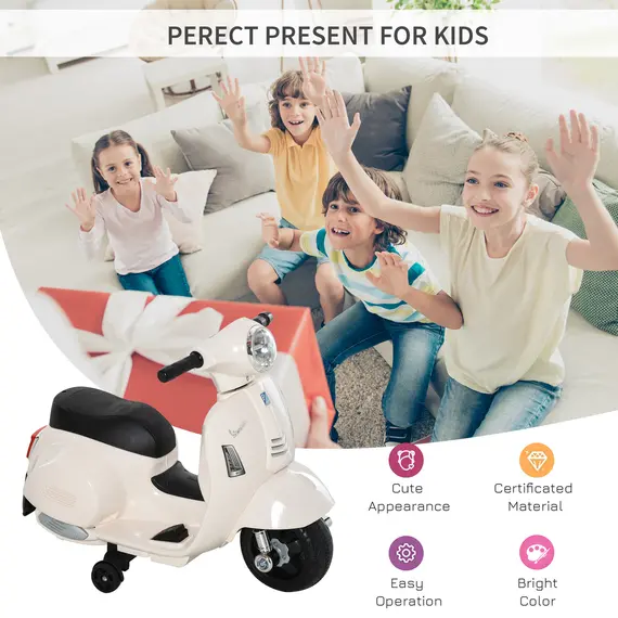 Buy Vespa Licensed 6V Kids Electric Motorbike Ride On Motorcycle  Battery Powered for 18-36 Months with Horn Headlight White, 4 image