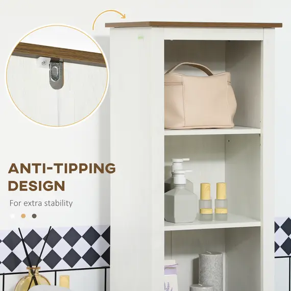 Buy Bathroom Cabinet, Tall Storage Cabinet with Door and Adjustable Shelves, 39.5 x 30 x 160 cm, White, 6 image