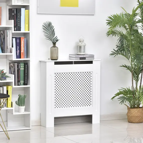 Buy Wooden Radiator Cover Heating Cabinet Modern Home Furniture Grill Style  White Painted (Small), 2 image