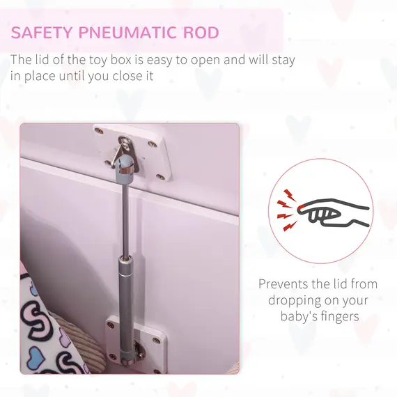 Buy Wooden Kids Toy Box Children Storage Organizer Chest Safety Hinge Playroom Furniture Pink, 6 image