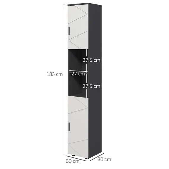Buy Line Embossed Tall Bathroom Storage Cabinet - Grey, 3 image