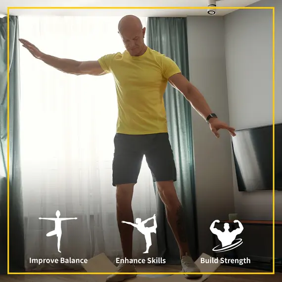 Buy Wood Wobble Board with Ropes, Balance Board for Full Body Workout, Multipurpose for Kids and Adults, 6 image