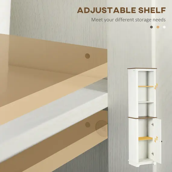 Buy Bathroom Cabinet, Tall Storage Cabinet with Door and Adjustable Shelves, 39.5 x 30 x 160 cm, White, 5 image