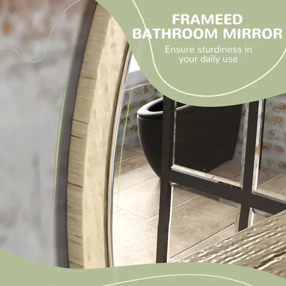 Buy 45cm Round Home Mirror, with Shelf - Natural Wood Effect, 5 image