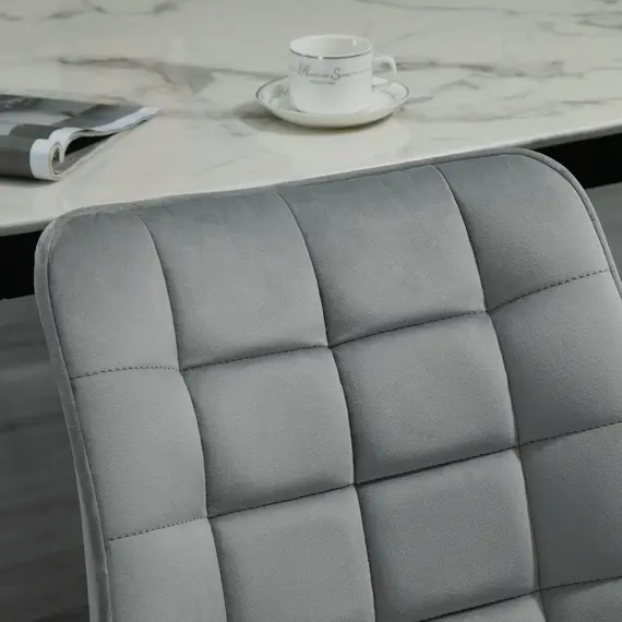 Buy  Upholstered Dining Chair Lounge Chair Soft Set of 2 Velvet-Touch Kitchen Reception Living Room Chair with Metal Legs, Grey, 7 image