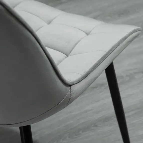 Buy  Upholstered Dining Chair Lounge Chair Soft Set of 2 Velvet-Touch Kitchen Reception Living Room Chair with Metal Legs, Grey, 8 image