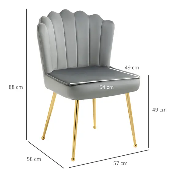 Buy Velvet-Feel Shell Accent Chair - Grey, 3 image