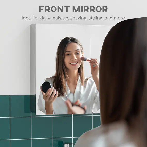 Buy Bathroom Mirror Cabinet, Wall Mounted Medicine Cabinet with Hinged Door, Storage Shelves for Laundry Room, 5 image