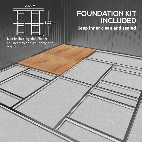 Buy 13 x 11ft Large Garden Shed, Mental Garden Storage Shed with Foundation Kit Ventilation & Doors, Light Grey, 7 image