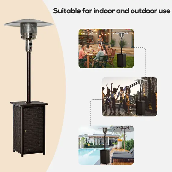 Buy 12KW Patio Gas Heater Freestanding Outdoor Garden Heating Rattan Furniture Wicker Table Top, 5 image