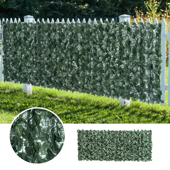 Buy 1-Piece Artificial Leaf Hedge Screen Privacy Fence Panel for Garden Outdoor Indoor Decor, Dark Green, 2.4M x 1M, 7 image
