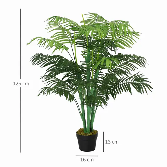 Buy 125cm/4FT Artificial Palm Plant Decorative Tree with Nursery Pot, Fake Plastic Indoor Outdoor Home Office DÃ©cor, Green, 3 image