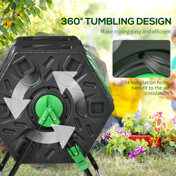 Buy 130L Double Chamber Composter - Black, 5 image