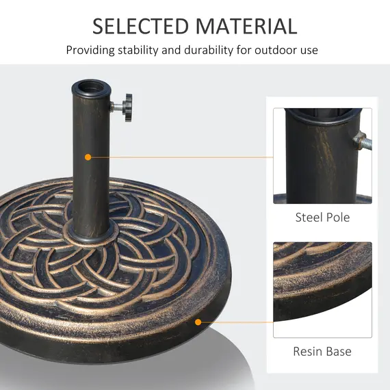 Buy 11.5kg Heavy Duty Parasol Base, Umbrella Stand Holder, Parasol Stand for 38mm or 48mm Patio Umbrella Pole, Bronze Tone, 5 image