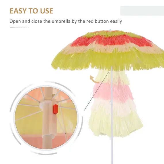 Buy 1.6m Garden Hawaii Parasol, Patio Beach Sun Umbrella Sunshade Hawaiian Folding Tilting Crank Parasol (Multicolour), 7 image