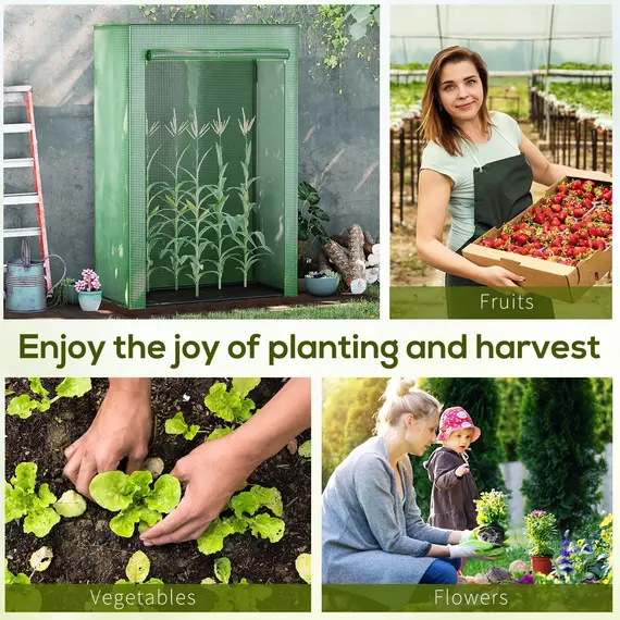 Buy 100 x 50 x 150cm Tomato Greenhouse Steel Frame PE Cover with Roll-up Door Outdoor for Backyard, Balcony, Garden, Green, 6 image