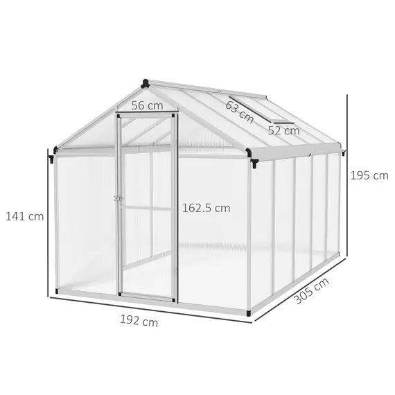 Buy 10 x 6ft Aluminium Frame Walk-In Greenhouse, 3 image