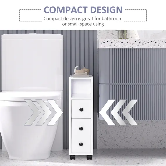 Buy Slimline Bathroom Storage Cabinet - White, 6 image