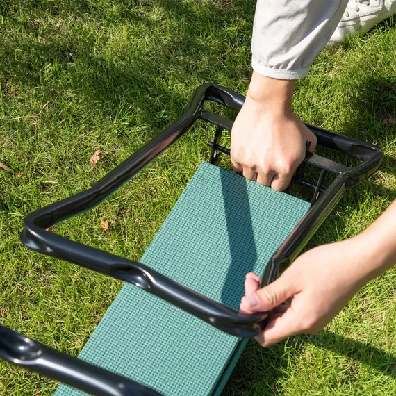 Buy 2 In 1 Garden Kneeler Seat Kneeling Pad Support Bench Foldable Knee Protector, Green, 9 image