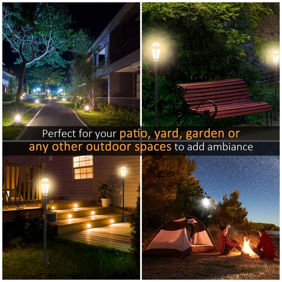 Buy 2 PCS 1.3M Garden Solar Lamp Post Lights Solar Powered LED Lantern Patio Pathway Walkway Outdoor Water-Resist Auto Switch 6 Hours Black, 8 image