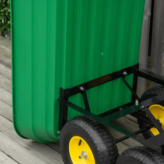 Buy 125 Litre Large Garden Cart Heavy Duty 4 Wheel Trolley Dump Wheelbarrow Tipping Truck Trailer - Green, 7 image