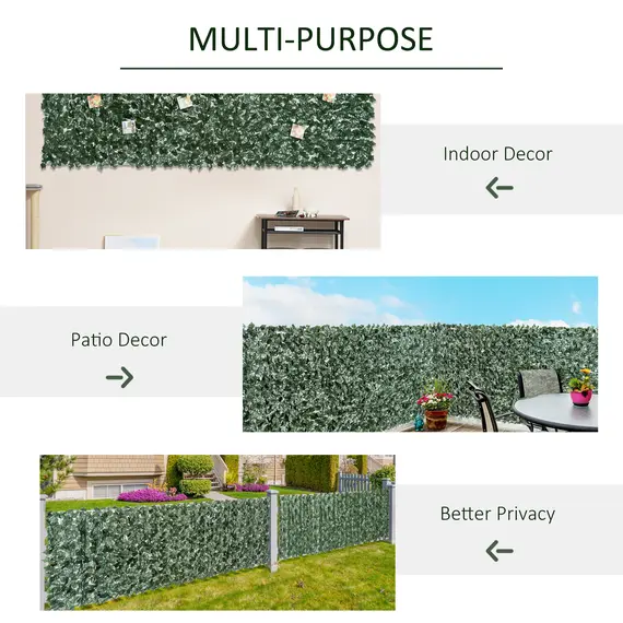 Buy 1-Piece Artificial Leaf Hedge Screen Privacy Fence Panel for Garden Outdoor Indoor Decor, Dark Green, 2.4M x 1M, 5 image