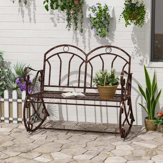Buy Outdoor Iron Rocking Chair-Bronze Red, 2 image
